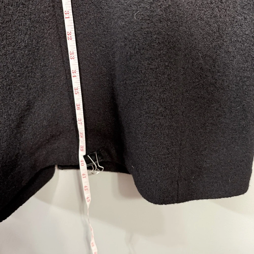J. Crew Daphne Italian Boiled Wool Coat Women’s Size 12 Black Double Breasted - Picture 6 of 12